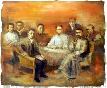 陈独秀和《新青年》的编辑们(油画)
陈独秀和《新青年》的编辑们(油画)