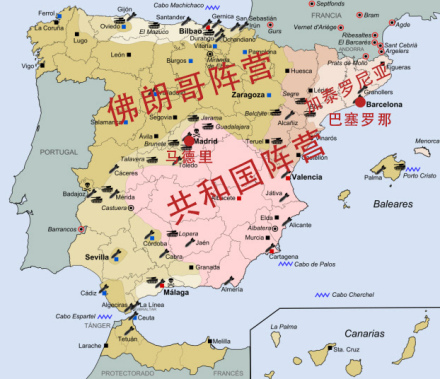 内战的各派阵营控制地区 内战的各派阵营控制地区