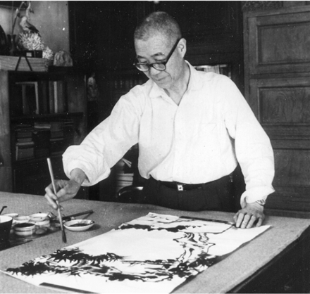 作画中的潘天寿 作画中的潘天寿