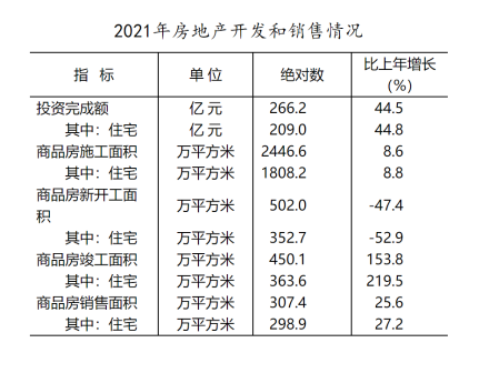 2021年房地产开发和销售情况 2021年房地产开发和销售情况