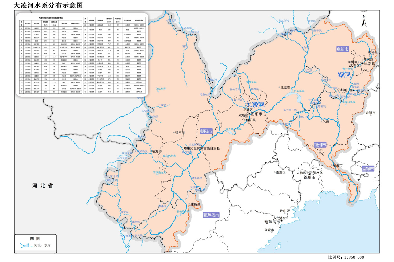 朝阳大凌河水系分布