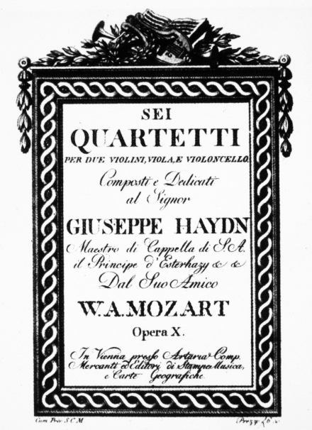 莫扎特献给海顿的四重奏首版封面,阿塔利亚公司出版 莫扎特献给海顿的四重奏首版封面,阿塔利亚公司出版