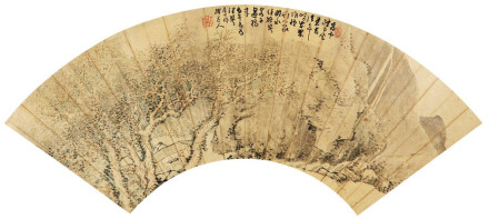 髡残《丙午夏日作》扇面 髡残《丙午夏日作》扇面