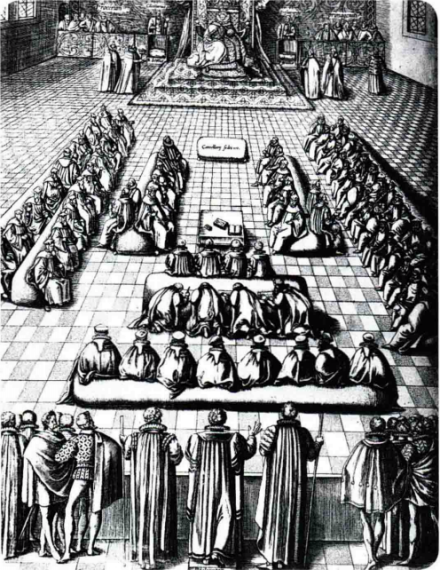 17世纪表现伊丽莎白与议会关系的雕刻画
17世纪表现伊丽莎白与议会关系的雕刻画