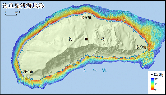 钓鱼岛浅海地形图，图片来源：自然资源部
