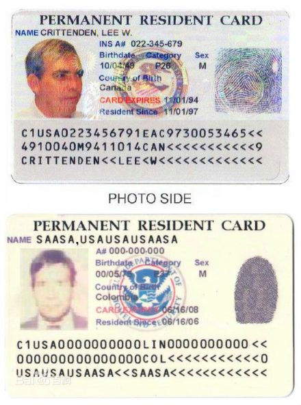 更早期的二个美国绿卡版本 更早期的二个美国绿卡版本