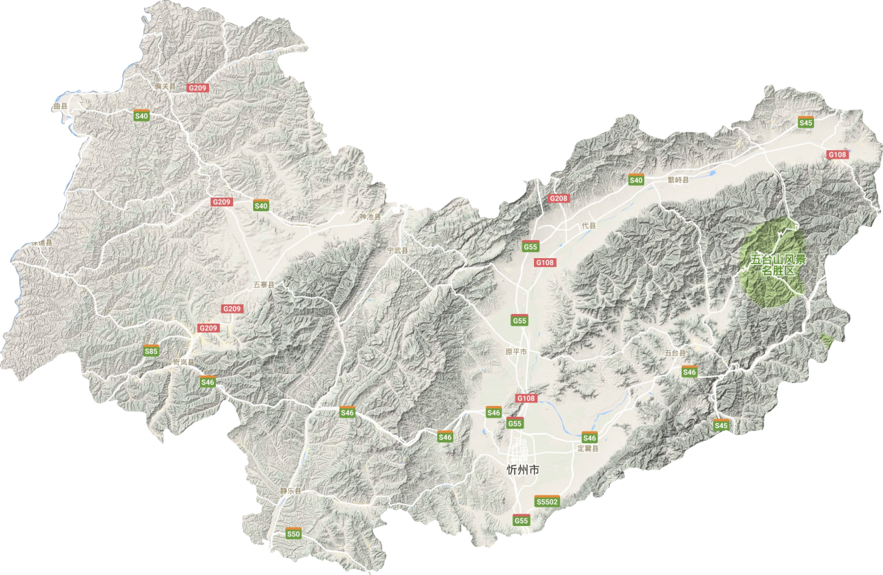 忻州市地形图高清版大图