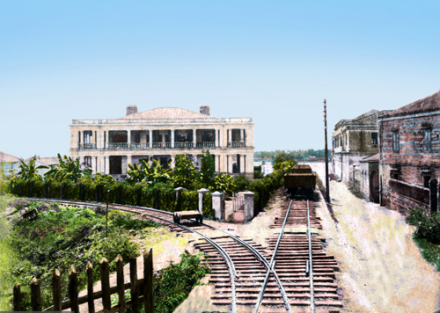 光绪年间,台北大稻埕德商公泰洋行临近铁路 光绪年间,台北大稻埕德商公泰洋行临近铁路