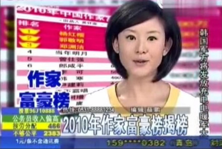 各大电视媒体报道作家富豪榜发布 各大电视媒体报道作家富豪榜发布