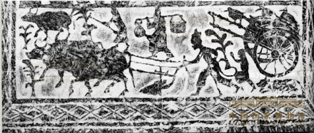 牛耕画像石拓片局部
牛耕画像石拓片局部