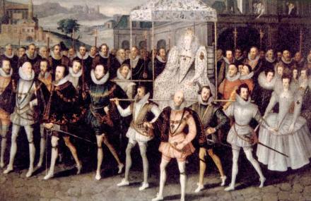 伊丽莎白一世(中)与朝臣出巡
伊丽莎白一世(中)与朝臣出巡