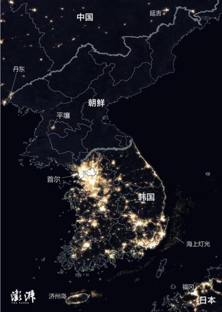 韩国各经济带的差异——NASA2016夜间地球照片 韩国各经济带的差异——NASA2016夜间地球照片