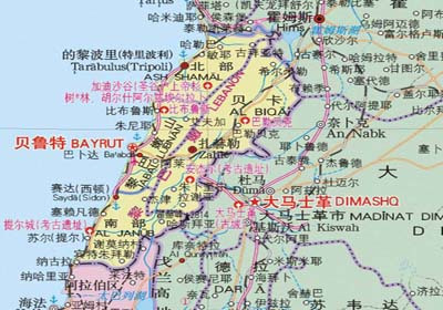 黎巴嫩地图 黎巴嫩地图