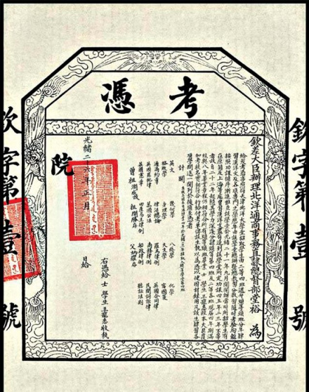 中国第一张大学文凭(钦字第一号)
中国第一张大学文凭(钦字第一号)