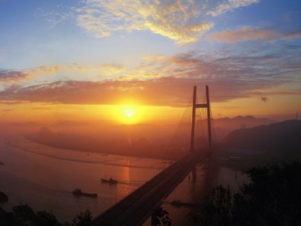 招宝山大桥与甬江入海口 招宝山大桥与甬江入海口