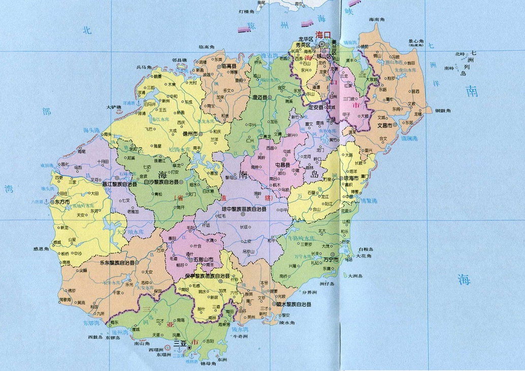 海南岛上的行政区划