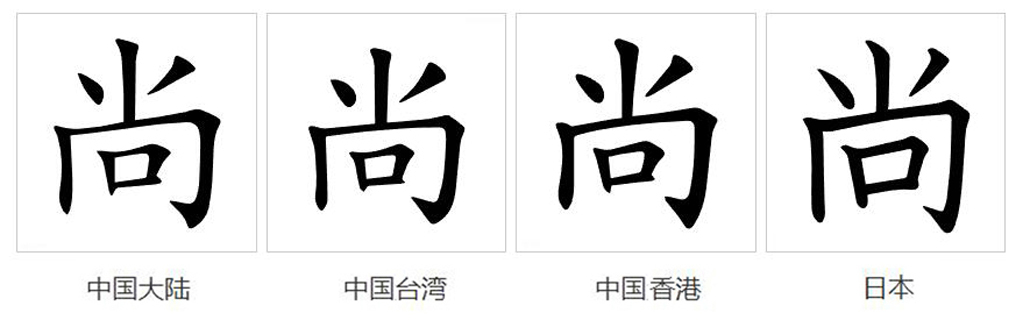 字形对比（楷体）