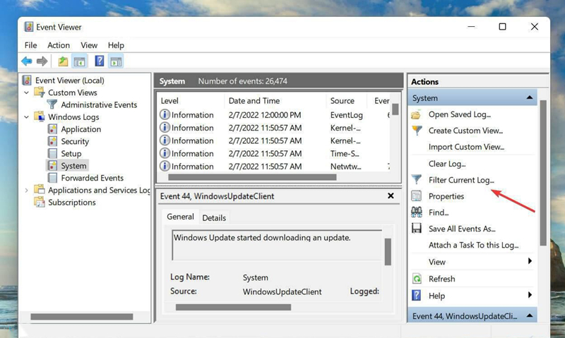 Win11怎么过滤错误日志