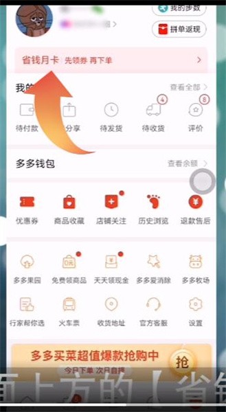 《拼多多》怎么开通省钱月卡