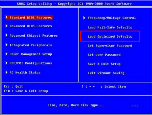 WinXP系统怎么恢复bios出厂默认值
