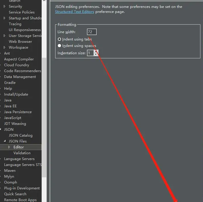 《Eclipse》怎么设置json的行宽