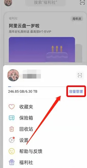 《阿里云盘》怎么看容量明细