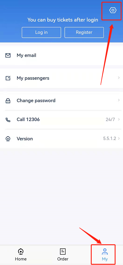 《铁路12306》英文怎么切换成中文