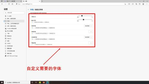 《Edge浏览器》怎么自定义字体