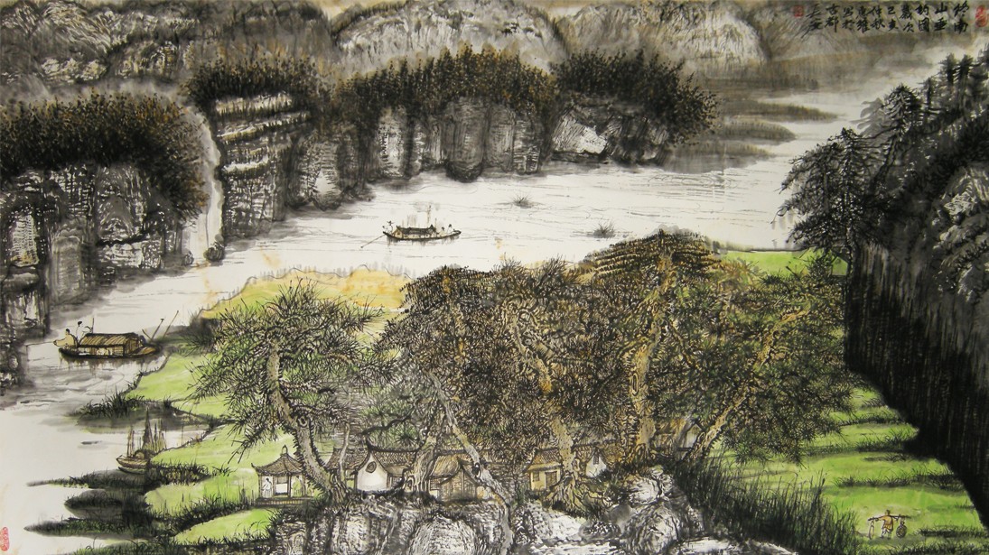 作品54 惠维 山水国画 终南山垂钓图 198X98 创作时间2019.08 预估价15万每平尺 创作地点西安.JPG