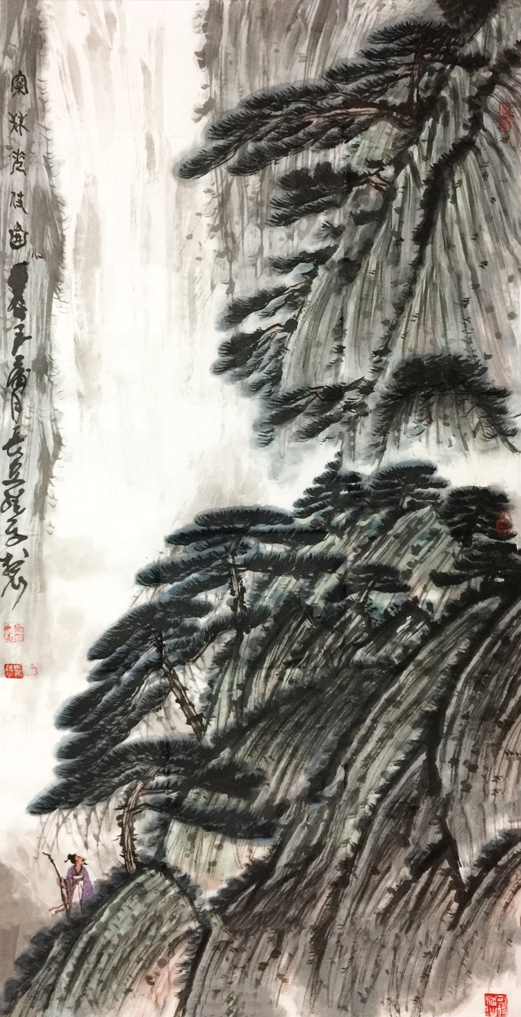 2619 松林策杖图138cmX68cm、2012年.jpg 2619 松林策杖图138cmX68cm、2012年.jpg