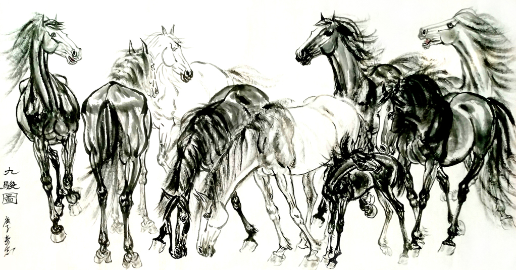 2431号-作品名称:九俊图。尺寸:136cm乘69cm。2020年创作。.jpg 2431号-作品名称:九俊图。尺寸:136cm乘69cm。2020年创作。.jpg