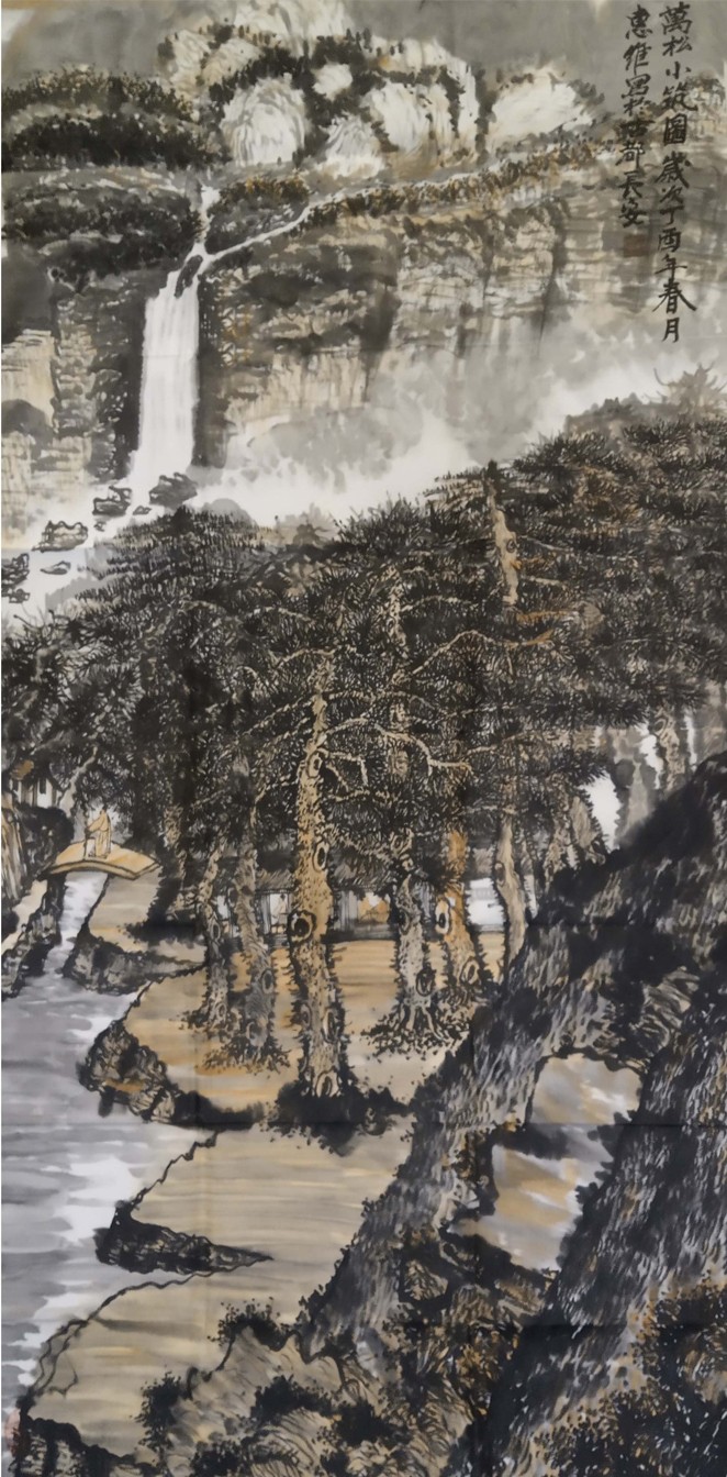 作品53 惠维 山水国画 万松小筑图 136X68 创作时间2017.10 预估价12.5万每平尺 创作地点西安.jpg