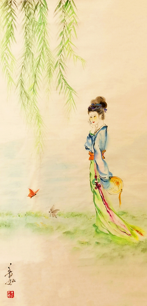 2859号 《李清照行吟图》137x69cm,作于2020年8月.jpg 2859号 《李清照行吟图》137x69cm,作于2020年8月.jpg