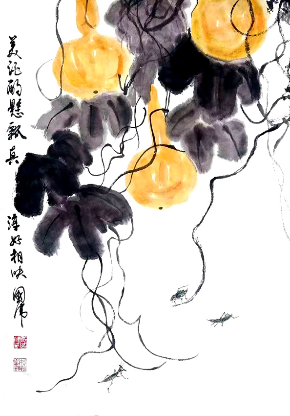 2912号 葫芦《美酒酌悬瓢》,创作时间2020.6,尺寸69Cmx48Cm.jpg 2912号 葫芦《美酒酌悬瓢》,创作时间2020.6,尺寸69Cmx48Cm.jpg