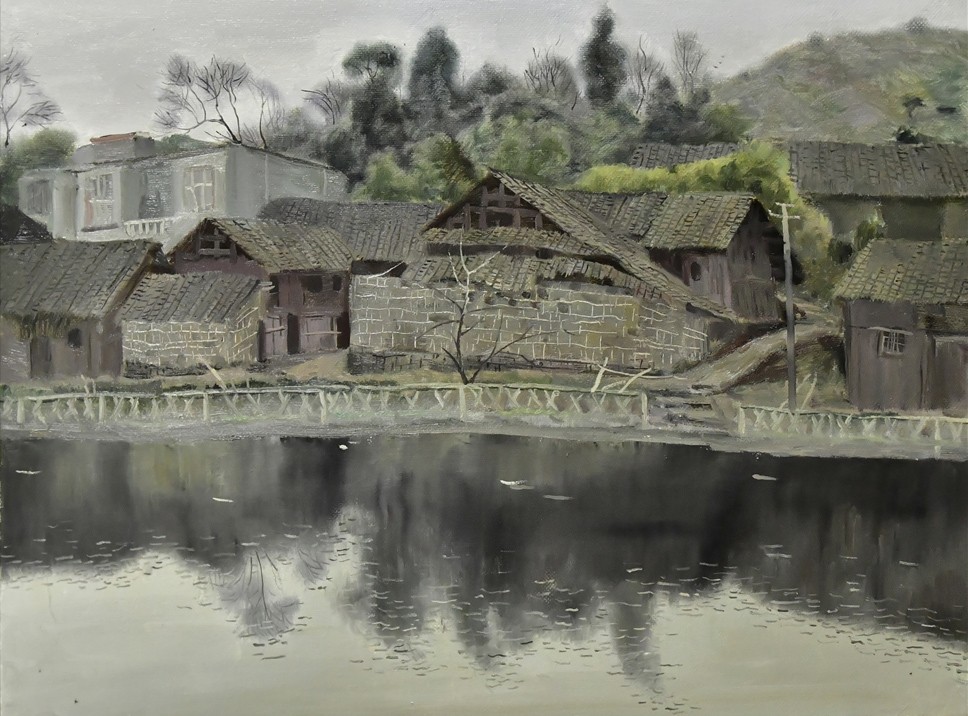 作品170,作品名称:静静的苗寨,60x80cm,创作时间:2018年.jpg